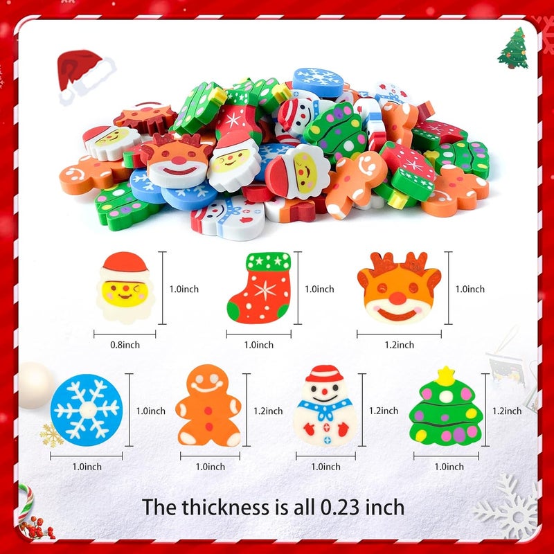 Kleeblatt Large Christmas Erasers for Kids Bulk, 63 Pcs Big Cute Erasers, Classroom Christma Gifts for Students, Christmas Stocking Stuffers, Holiday Party Favors. Includes Santa Claus, Elk, Snowman - Image 2